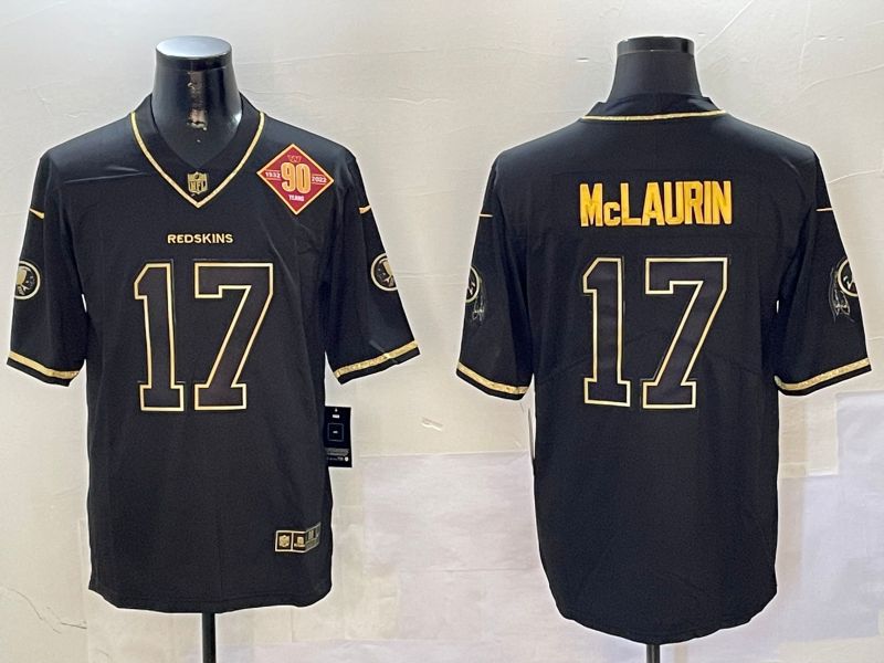 Men Washington Redskins #17 Mclaurin Black Gold Throwback 2024 Nike Limited NFL Jersey style 3